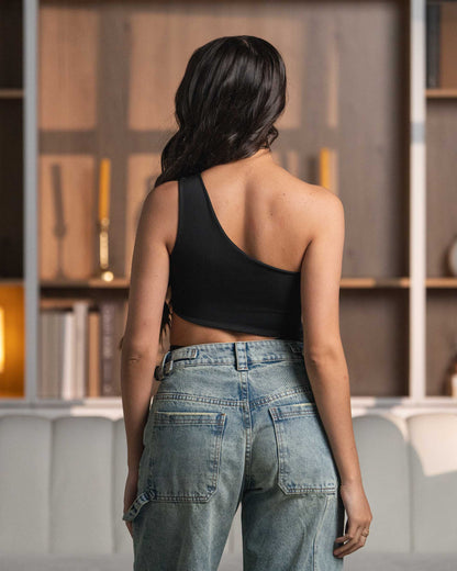 One Side Bodysuit Black