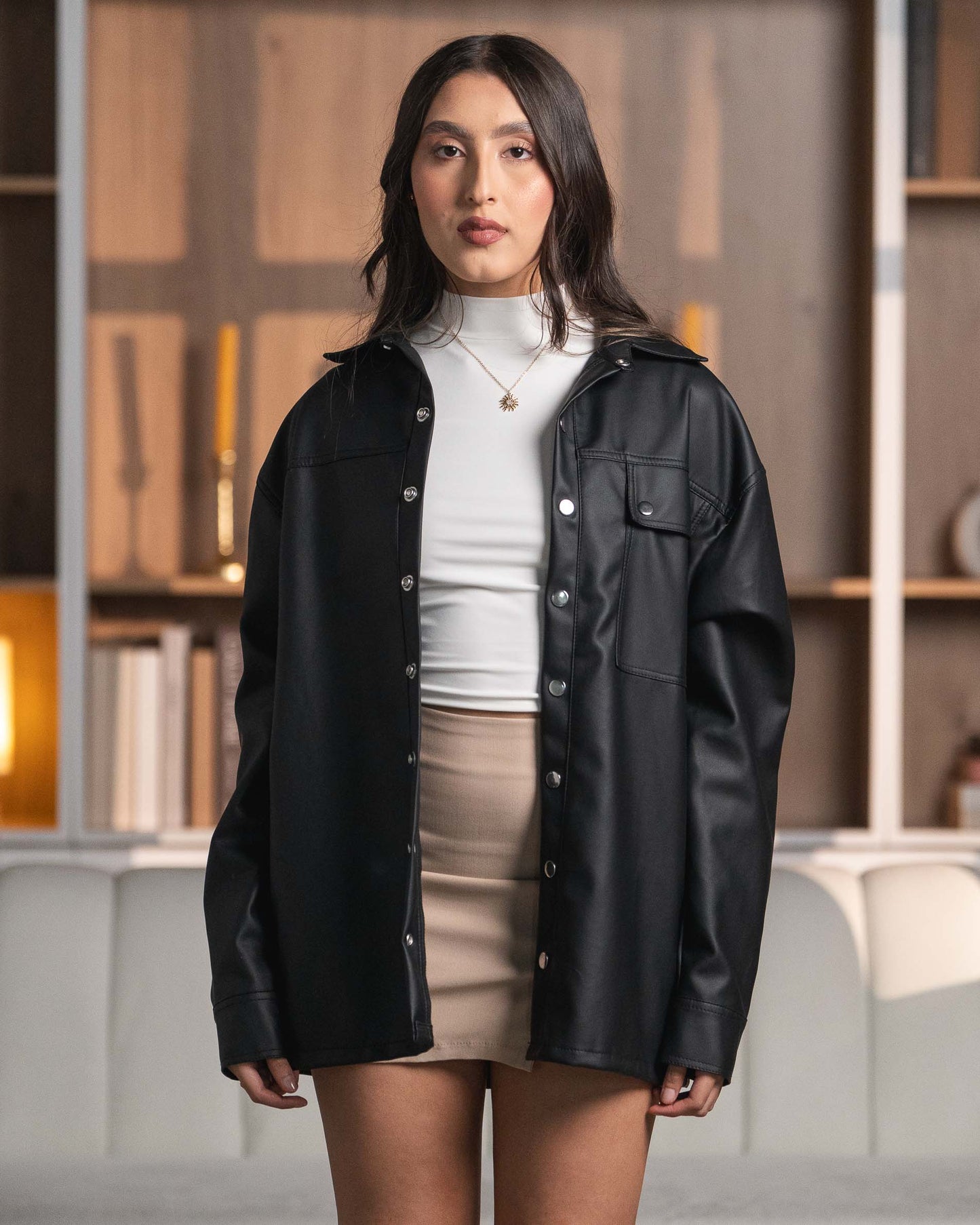 Chaqueta Cuerina Negra