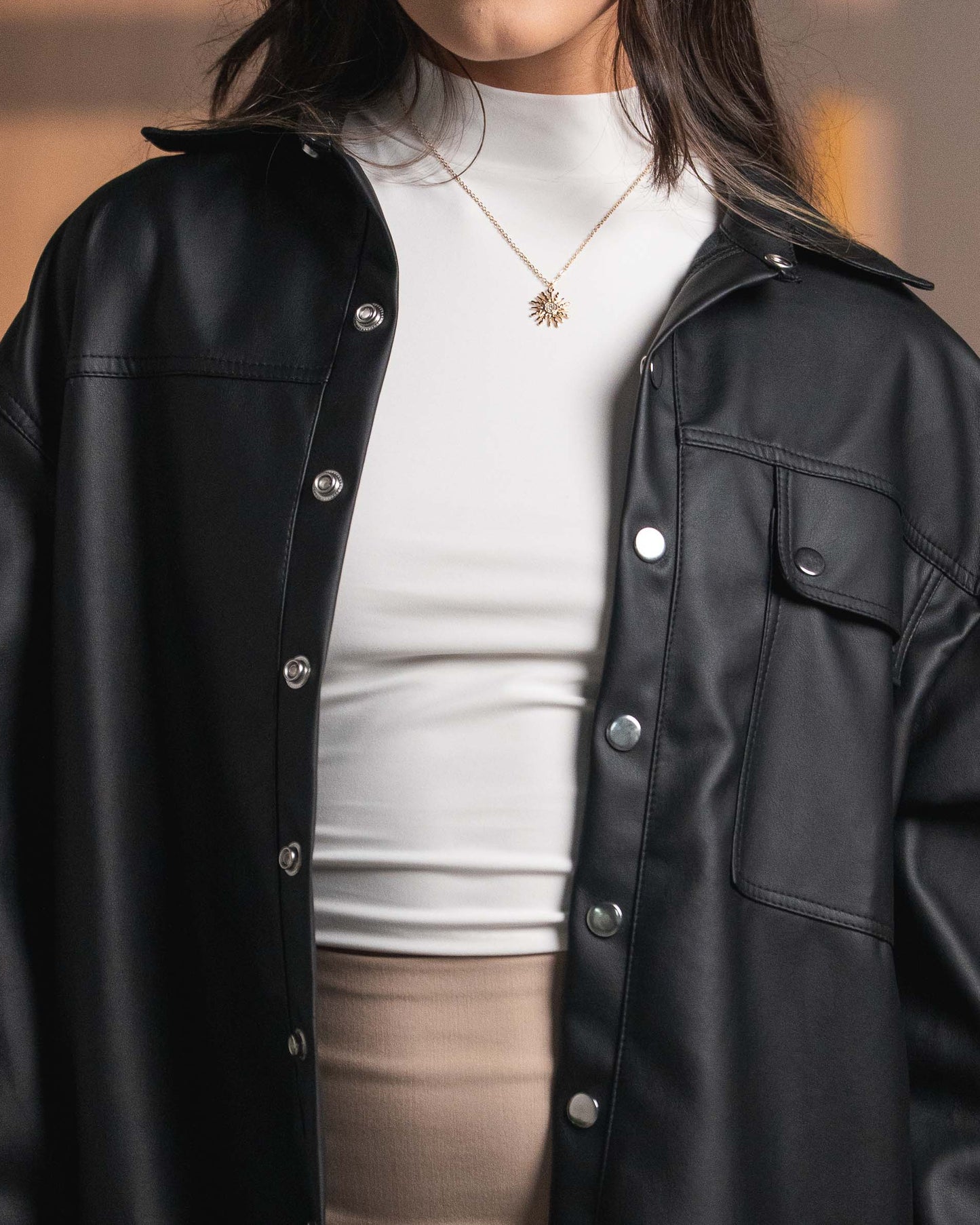 Chaqueta Cuerina Negra